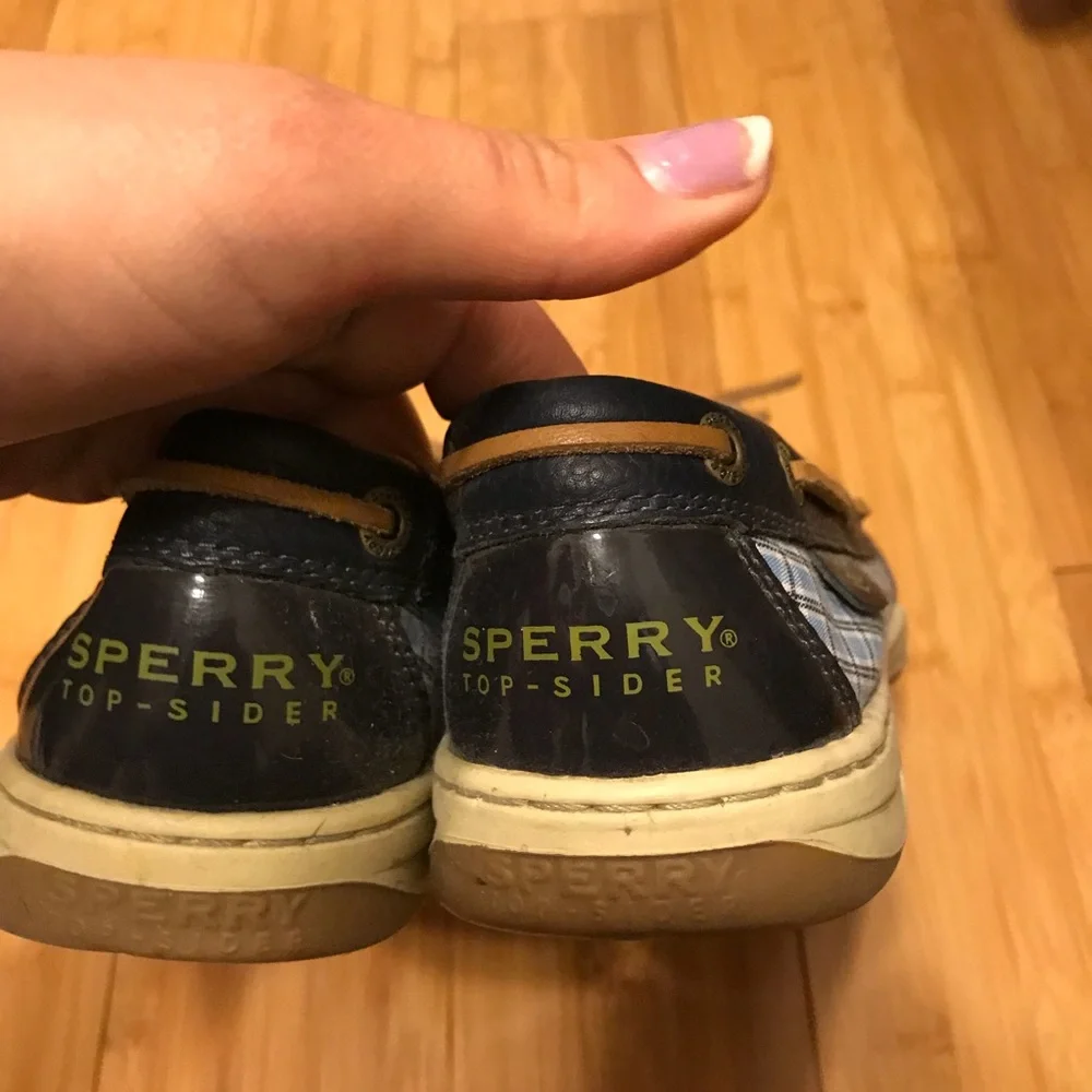 Sperry Navy Leather Espadrilles with Tan Laces